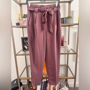 High waisted belted paperbag waist ankle pants
